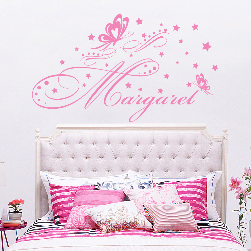 Girl Name Wall Decal Butterfly Decal Custom Name Nursery Room Decor Vinyl MA22