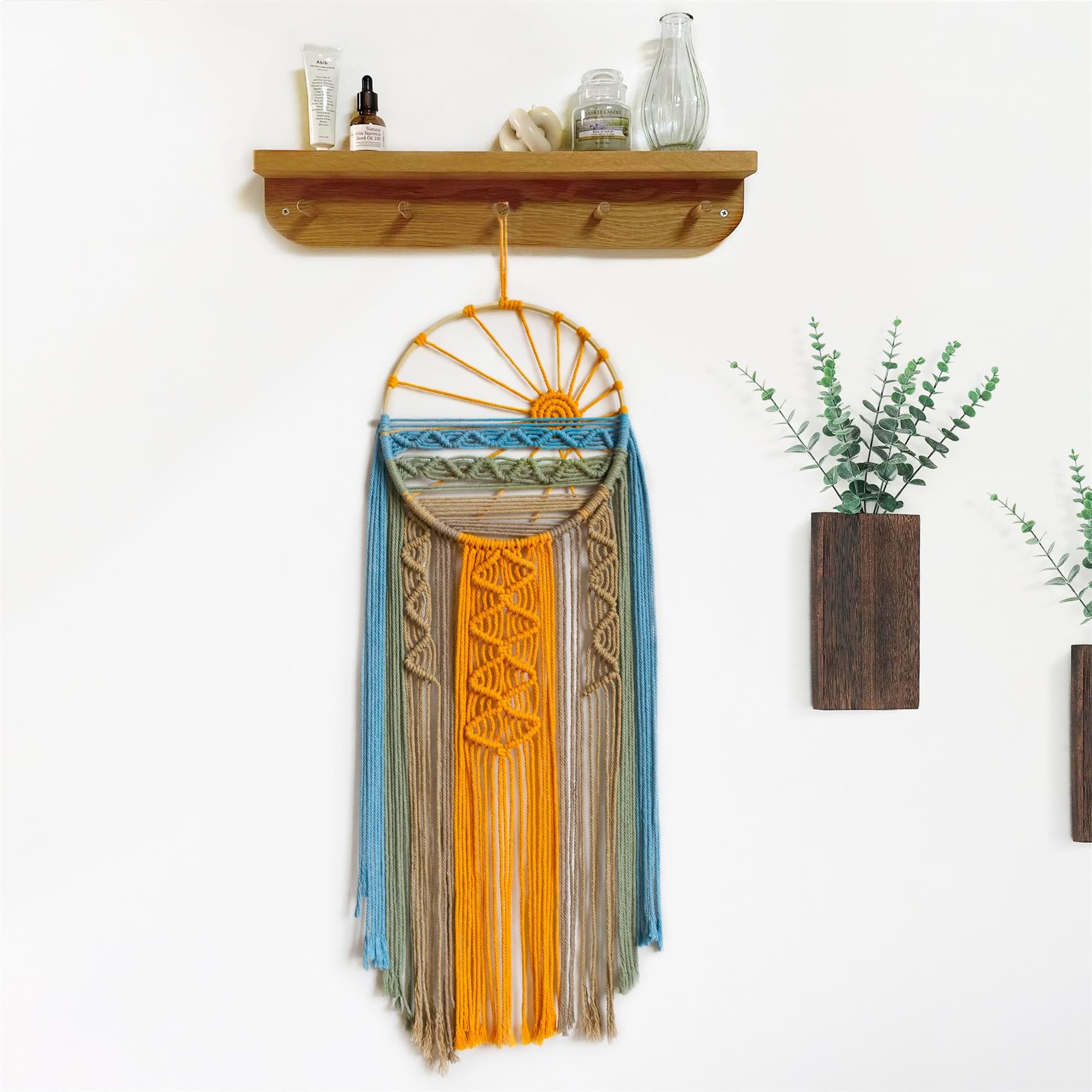 Macrame Wall Hanging Boho Macrame Wall Decor, Sunset Wall Art Dream Catcher H…