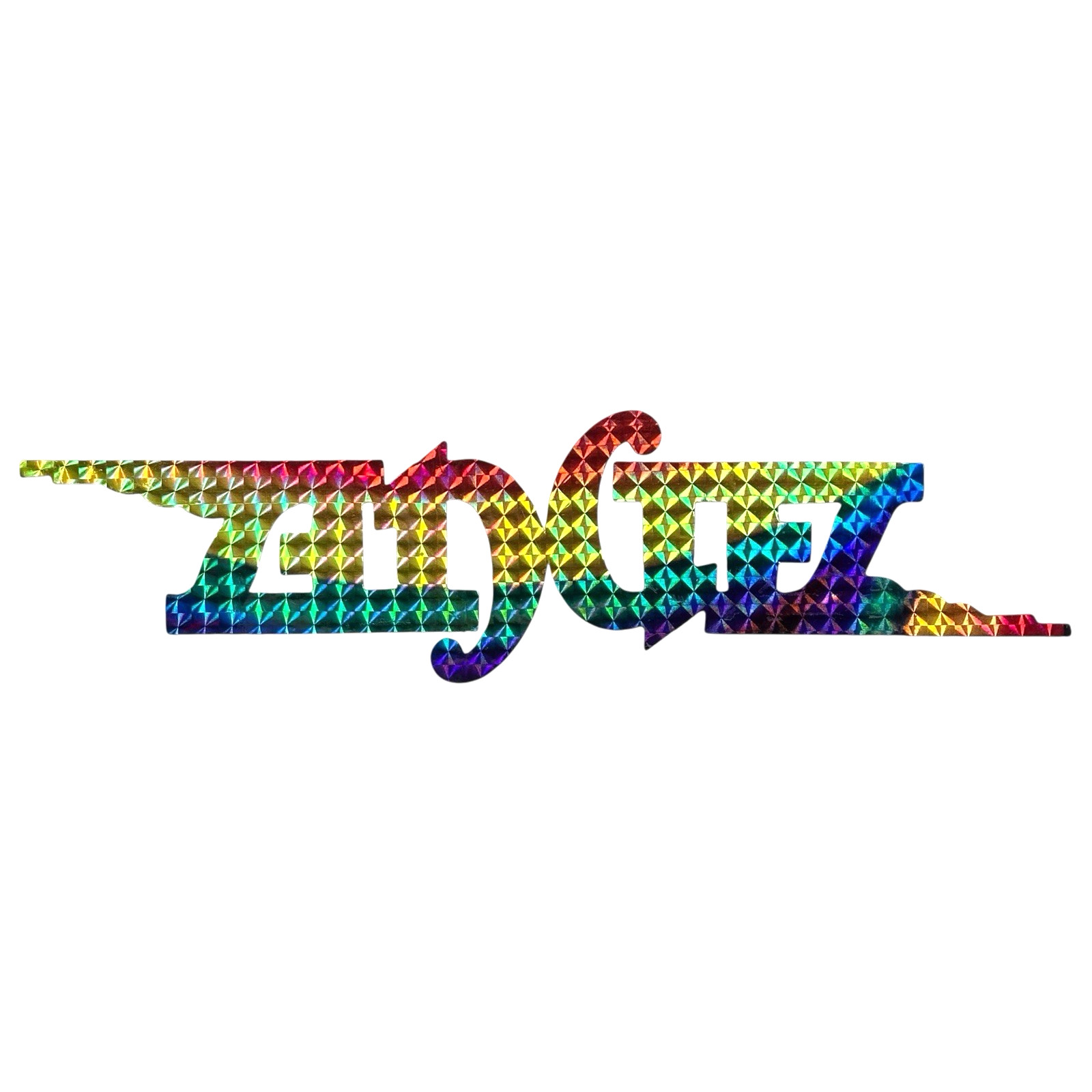 Vintage ANGEL Rainbow Prism Sticker Glam Metal Hard Rock Band Ambigram Logo DC