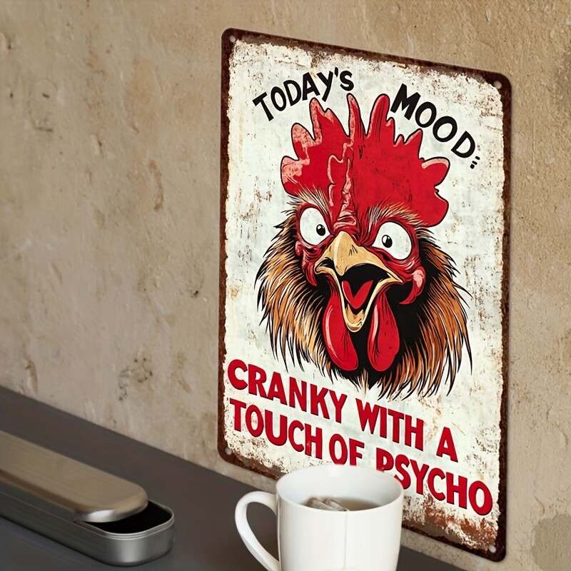 Rustic Tin Metal Signs (12X8 inches/ 30X20cm), Funny Rooster Quote, Vintage