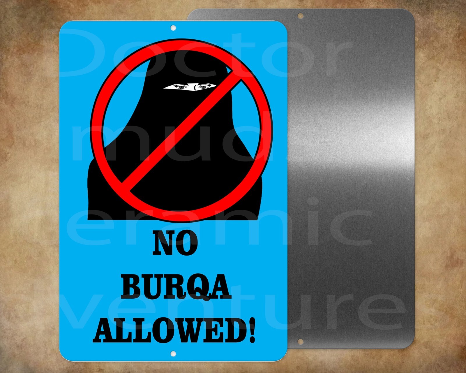 NO BURQA ALLOWED business shops 8″ x 12″ metal sign