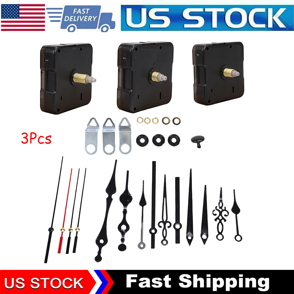 3PCS Silent Quartz Clock Replacement Movement Kit W/ 6 Style Hand for DIY Repair