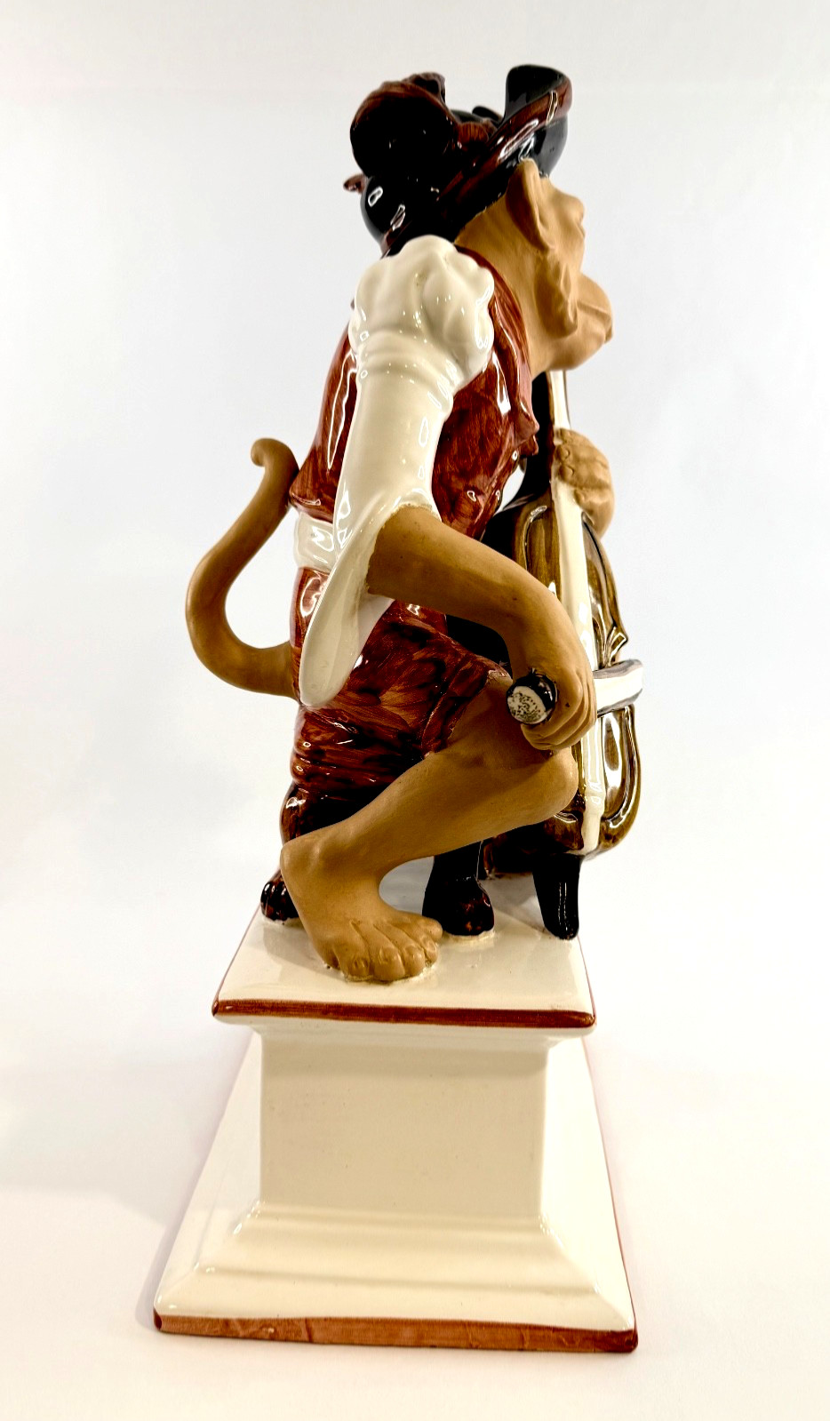 Italian Majolica Singerie Monkey Playing Cello Viol Figurine 15.5″ Global Views