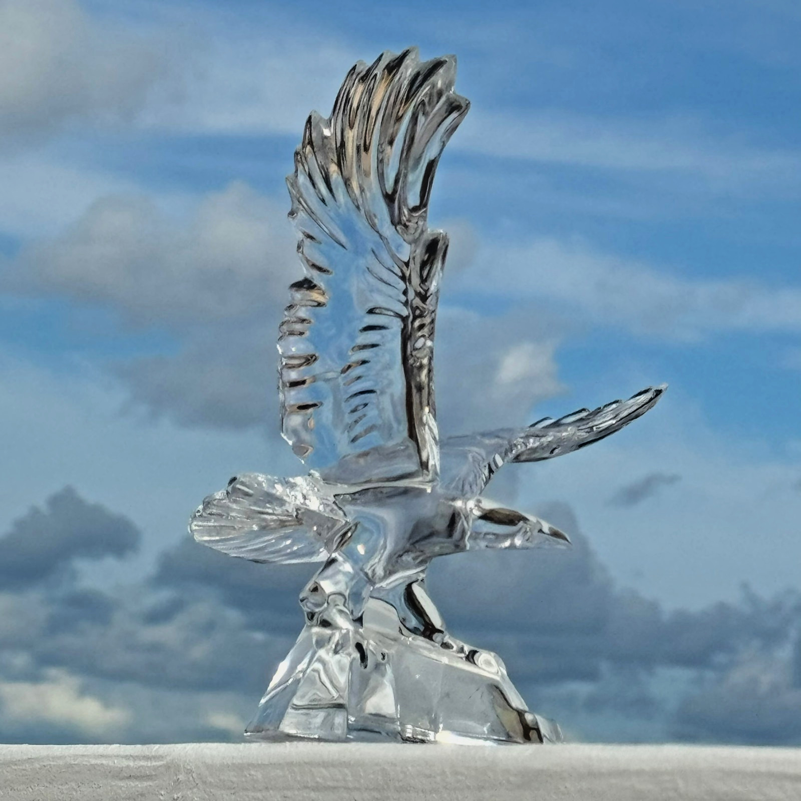 Glass Eagle Etched Sculpture Isaiah 40:31 Figurine Coastal Decor Faith Gift