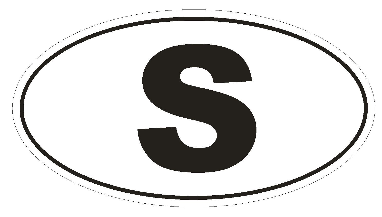 S Sweden Country Code Oval Bumper Sticker or Helmet Sticker D914