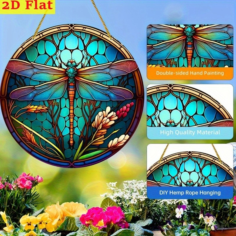 Acrylic Dragonfly Suncatcher 2D Flat Window Hanging Art Decor for Home Garden