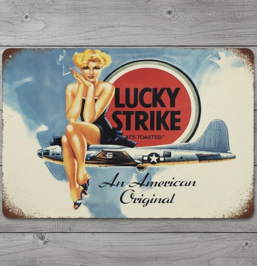 Lucky Strike Cigarettes 8 x 12 Vintage Novelty Metal Sign Made In USA New!