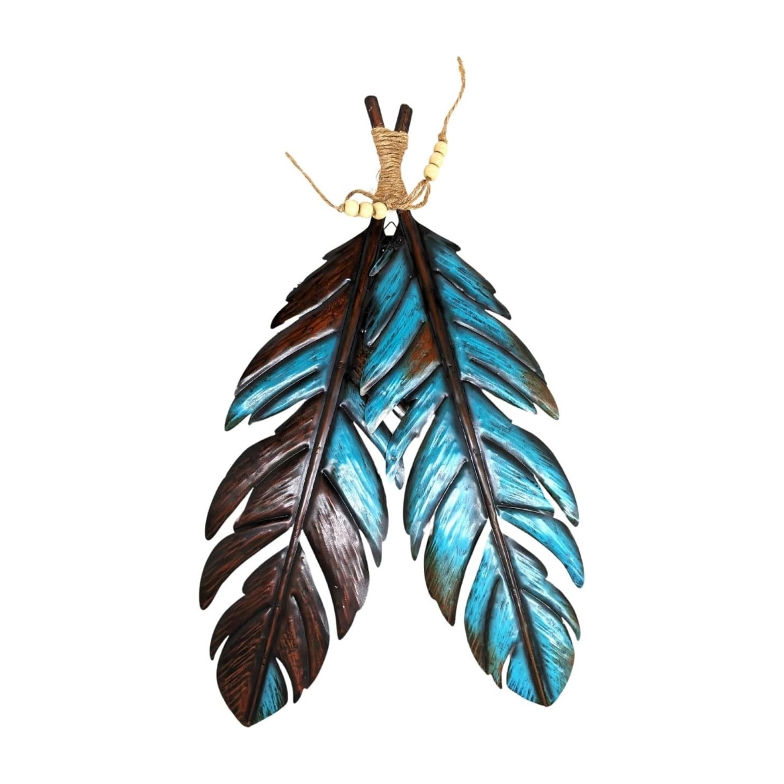 Rustic Metal Feathers Wall Hanging – Southwest Boho Chic Décor 12×20