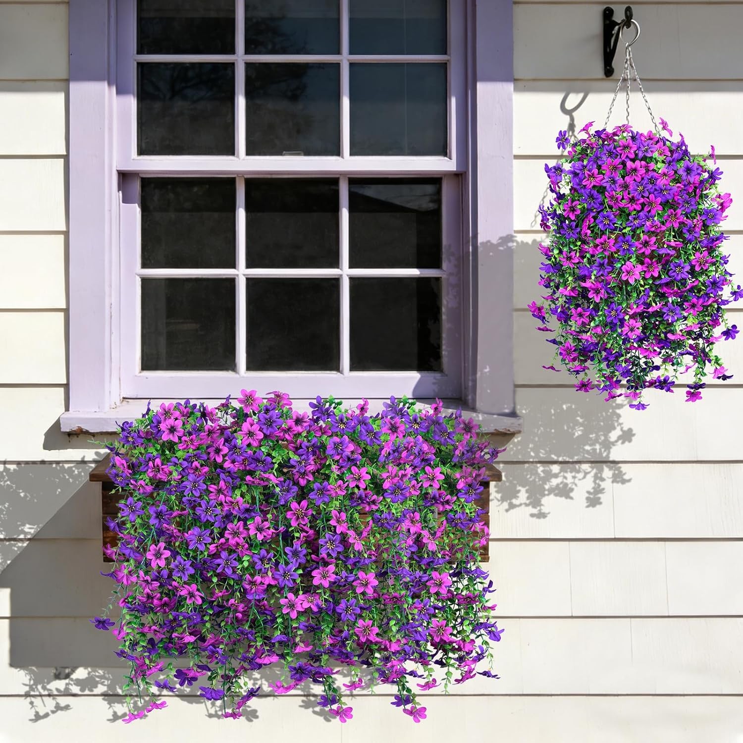 6Pcs Artificial Hanging Flowers Faux Plants Spring Porch Decor for Outdoors USA