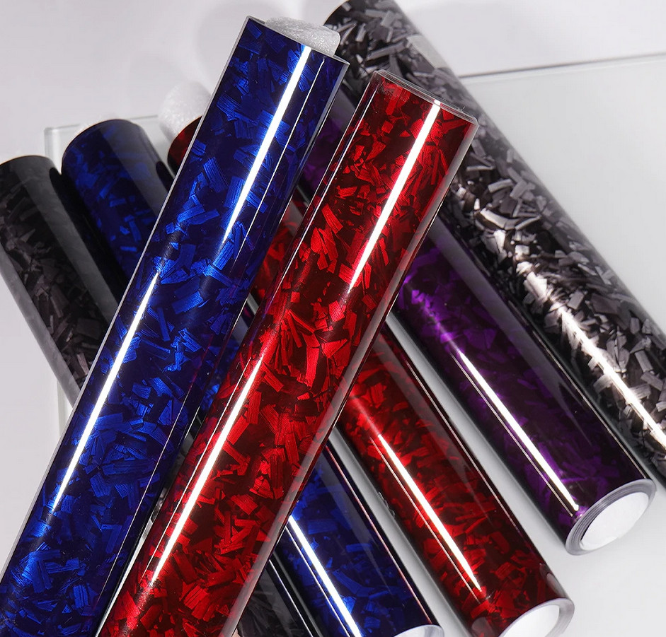 Forged Carbon Fiber Vinyl Wrap Auto Motorcycle Adhesive Film Air Bubble Free