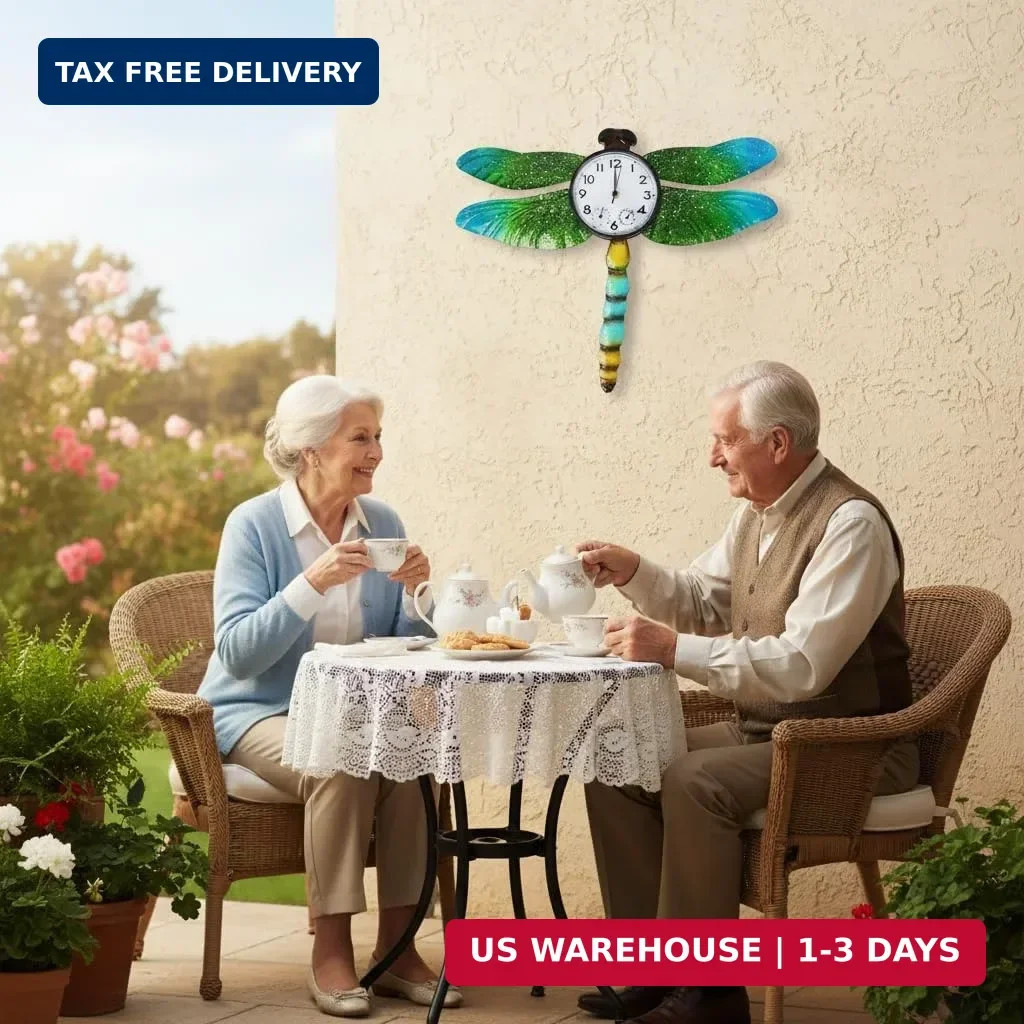 Unique Outdoor Clock Silent None-Ticking, Outdoor Wall Clock with Thermometer &