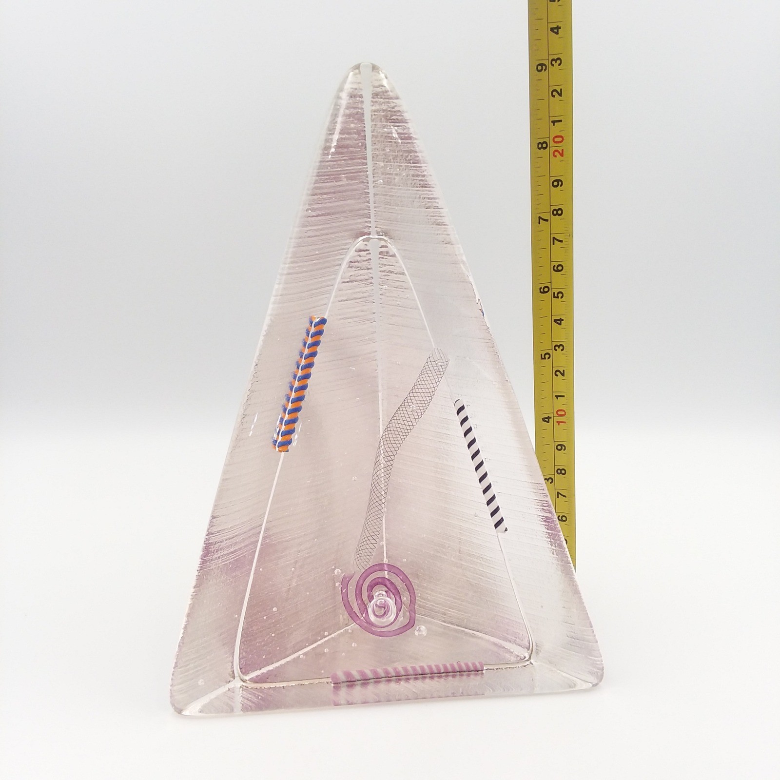 Ibex Studio Art Glass Pyramid Sculpture 1989 Vintage Postmodern Abstract HTF