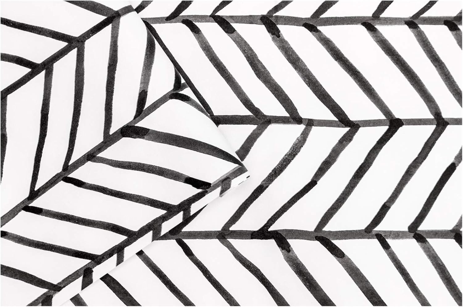 Peel Stick Accent Wallpaper Herringbone Black White Vinyl Removable Modern