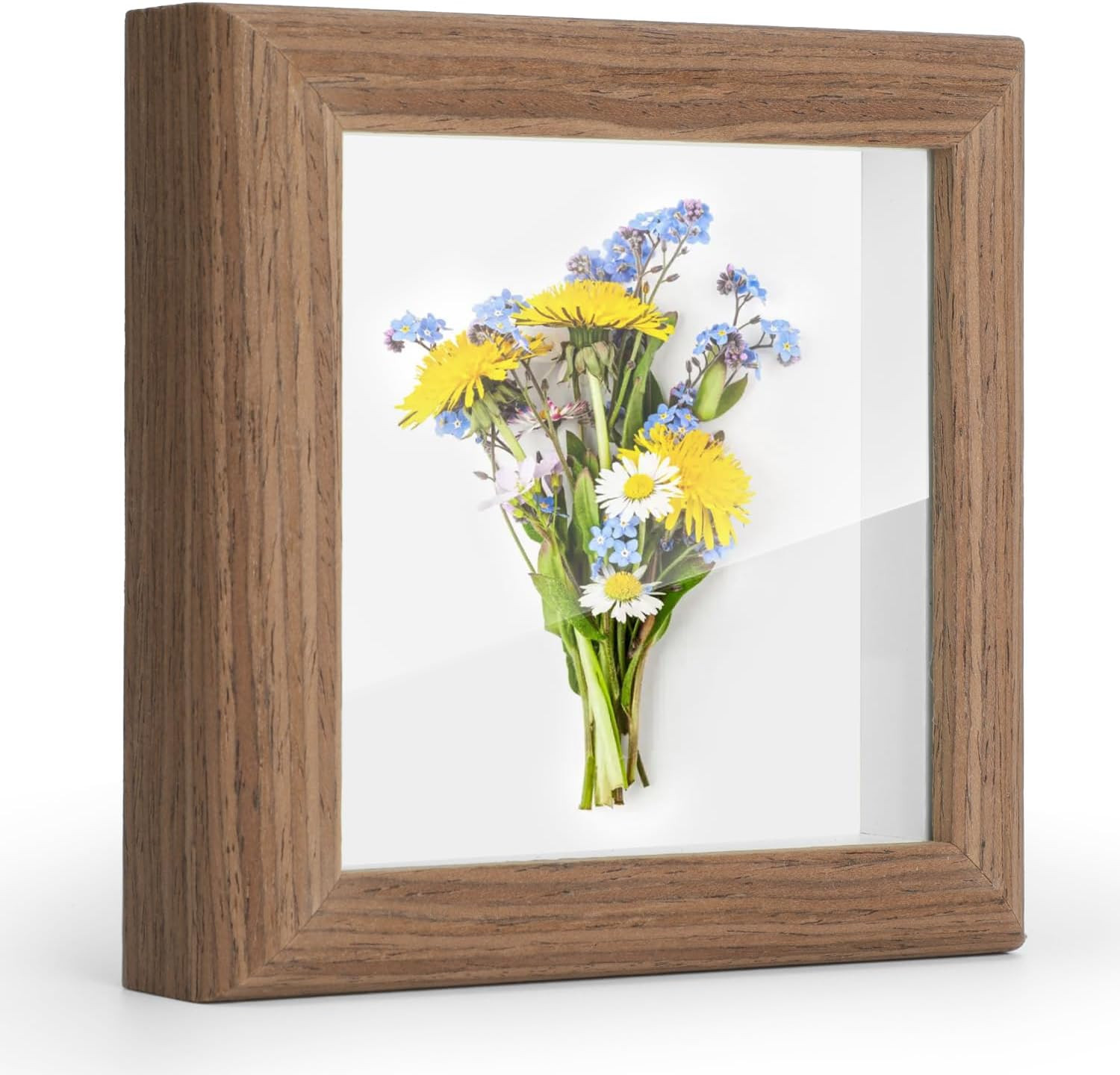 4X4 Picture Frames – Small Photo Frame for Tabletop Display, Brown Wooden Square