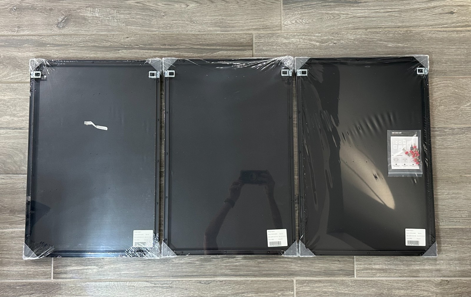 Framed Black White Gold Leaf Wall Art Set – 3 Pc Modern Contemporary 16×24 Print