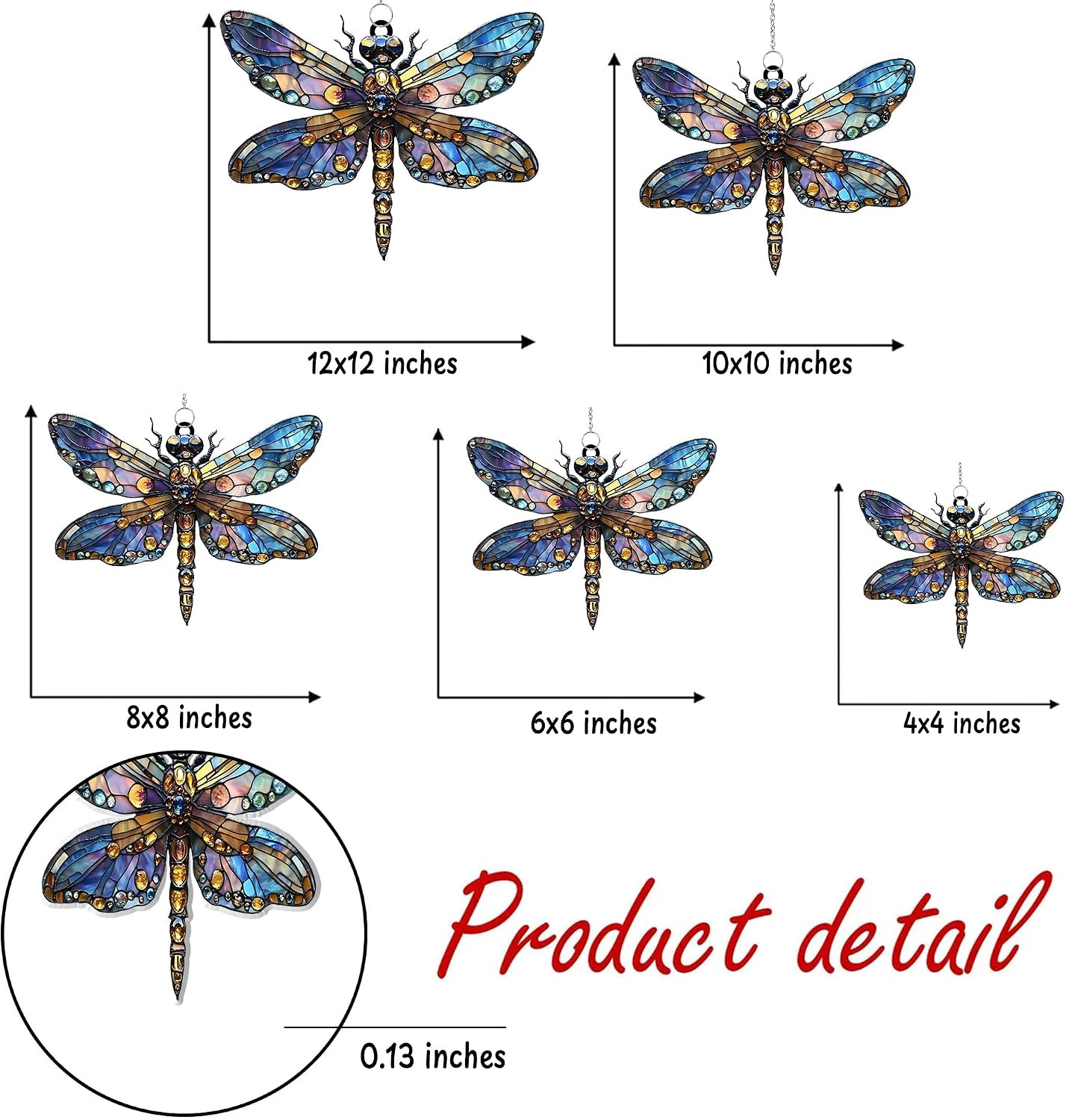 Dragonfly Acrylic Suncatcher, Bohemian Suncatchers for Window Hanging Ornament,
