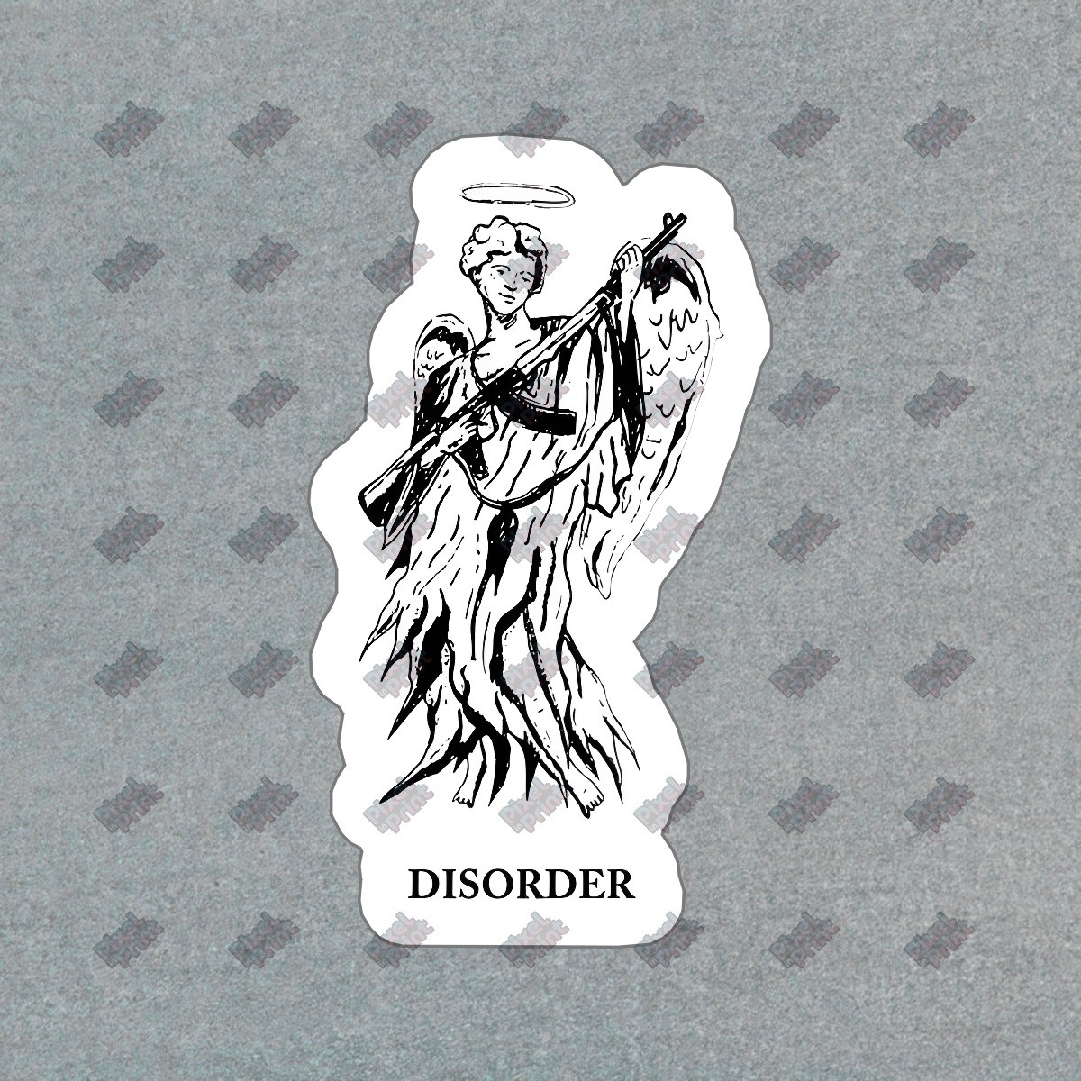 Unique Vinyl Sticker Decal Artistic Angel with Gun Disorder Design #562686