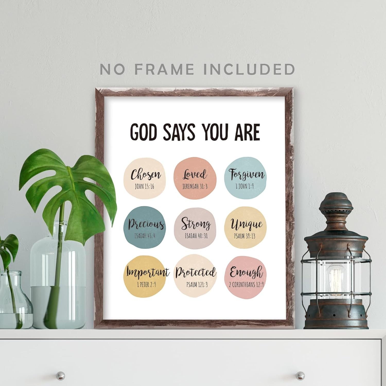 Inspirational Bible Verse Wall Art, God Says You Are, Scripture Art Prints, Mini