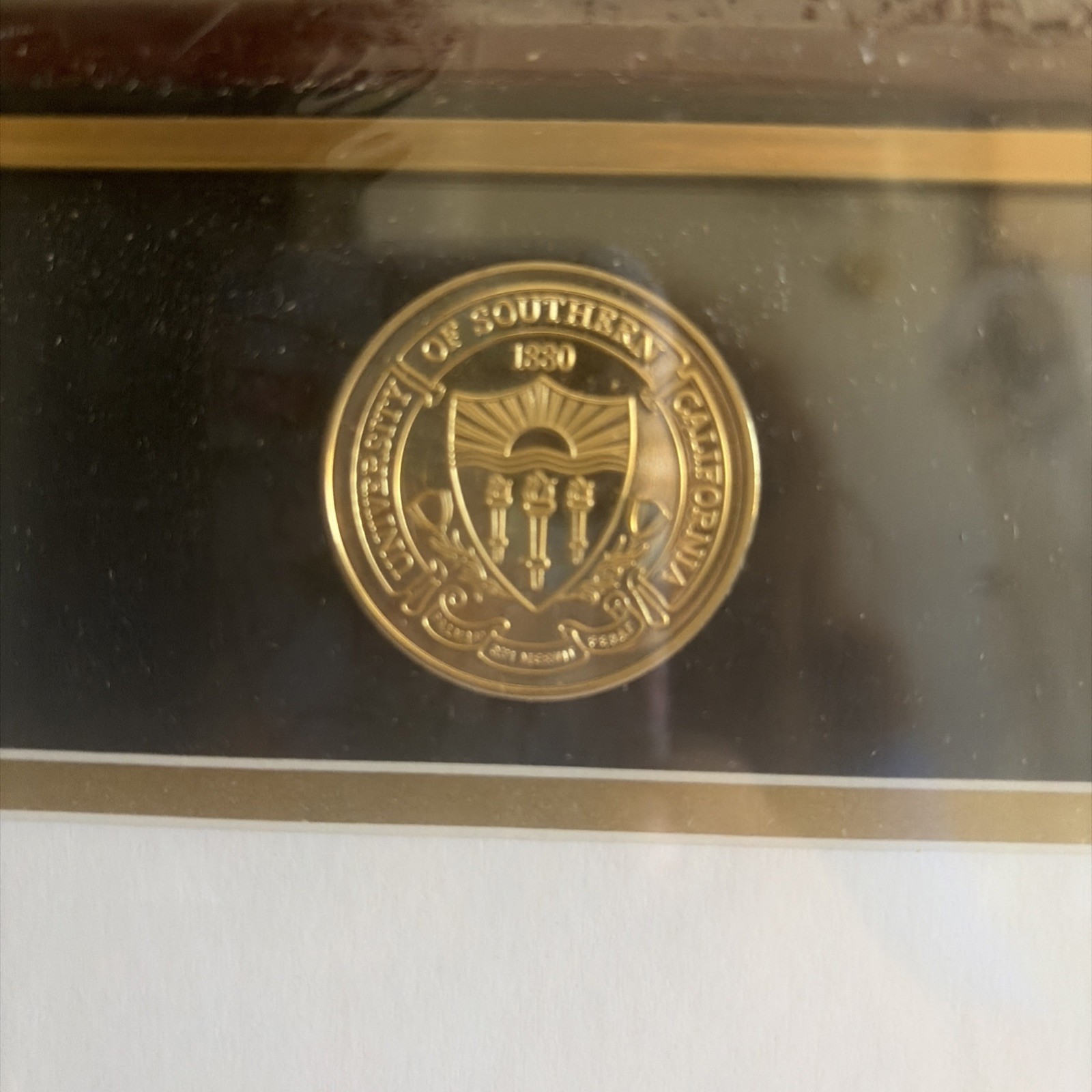 University of Southern California Diploma Frame with gold medallion .