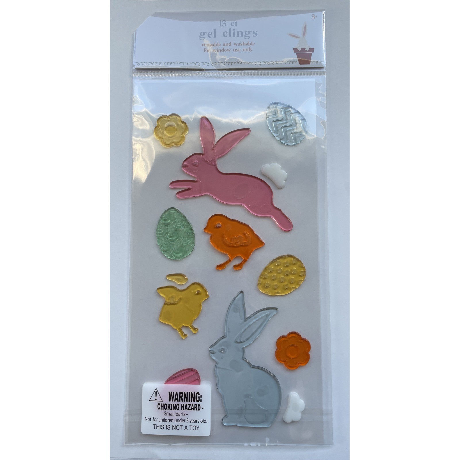 NEW Spring Easter Bunny Rabbit Eggs Baby Chicks Window Gel Clings Decor 13 pcs