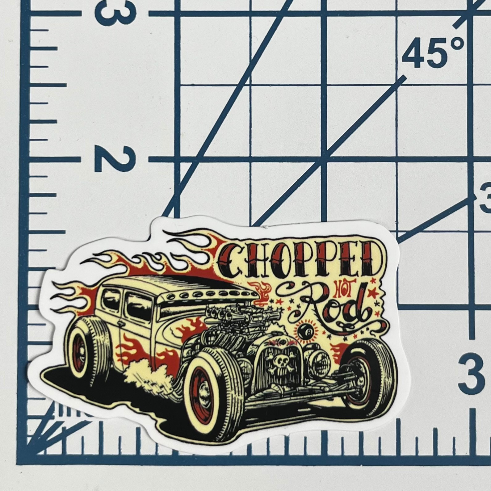 Chopped Hot Rod Vinyl Sticker Decal Retro Flame Kustom Kulture Rat Rod