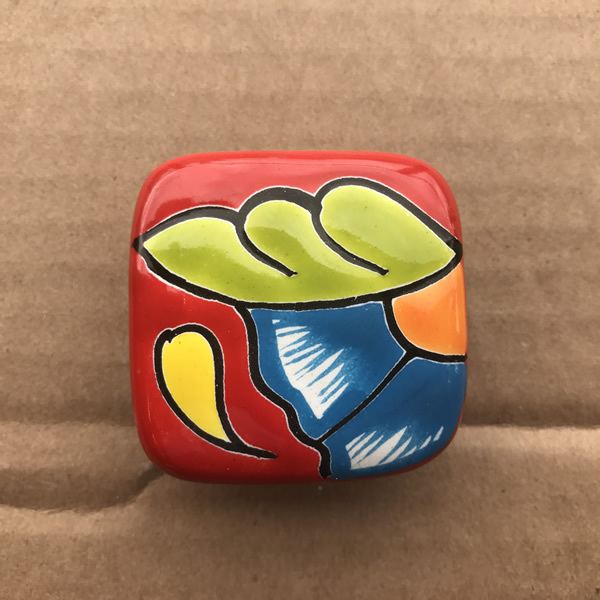 C30 TALAVERA CABINET DRAWER PULL CERAMIC KNOB FLOWER DESIGN Amigos Pottery MX