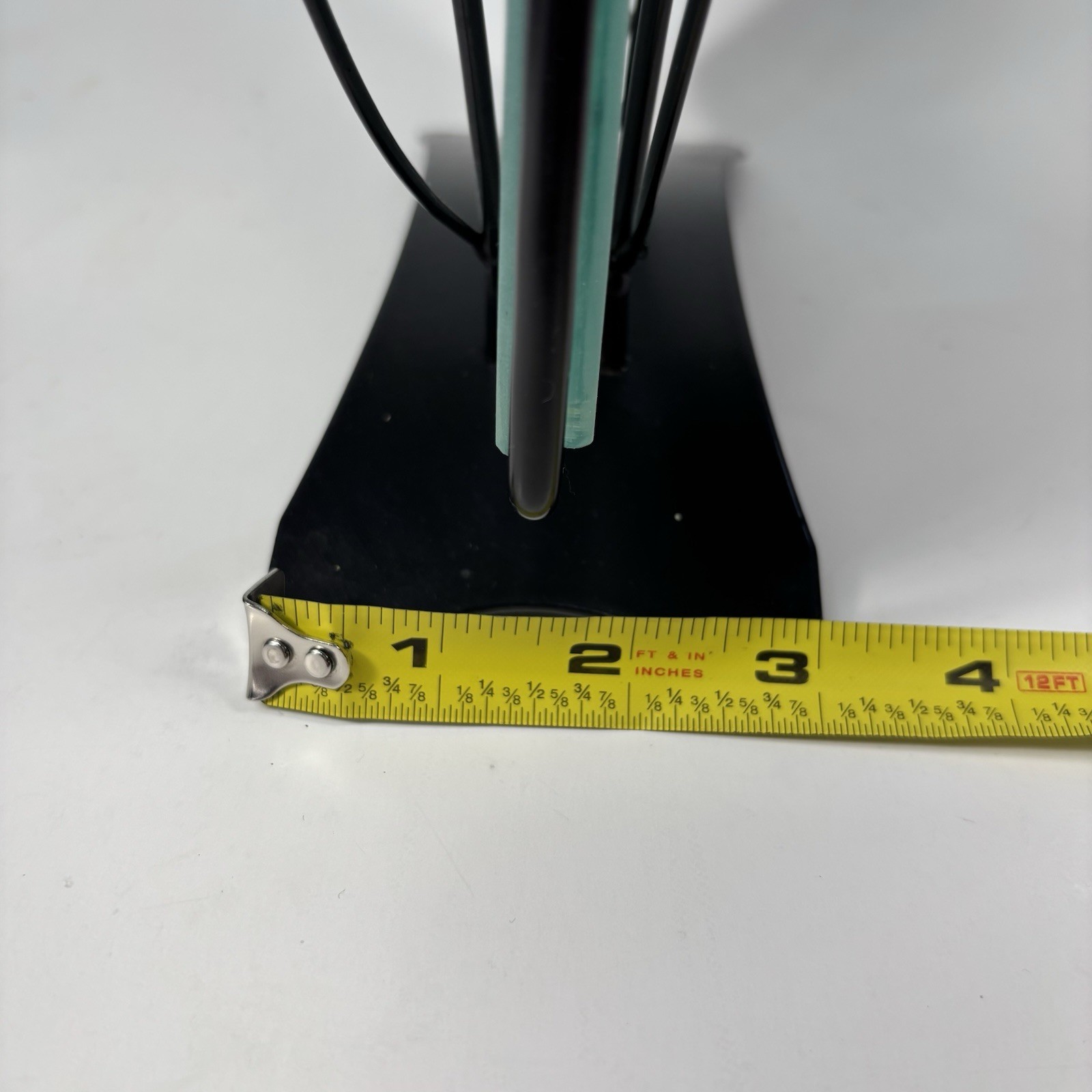 Vtg Fused Both Frosted Clear Glass Vase In Metal Branch Stand Art Nouveau