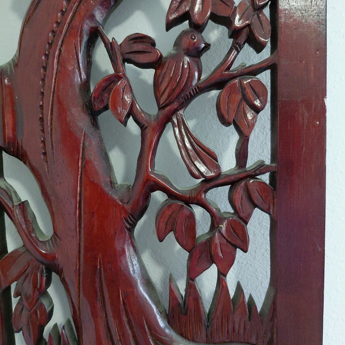 Rustic Home Decor Floral Wood Carved Wall Panel Asian Wood Wall Decor Plaque