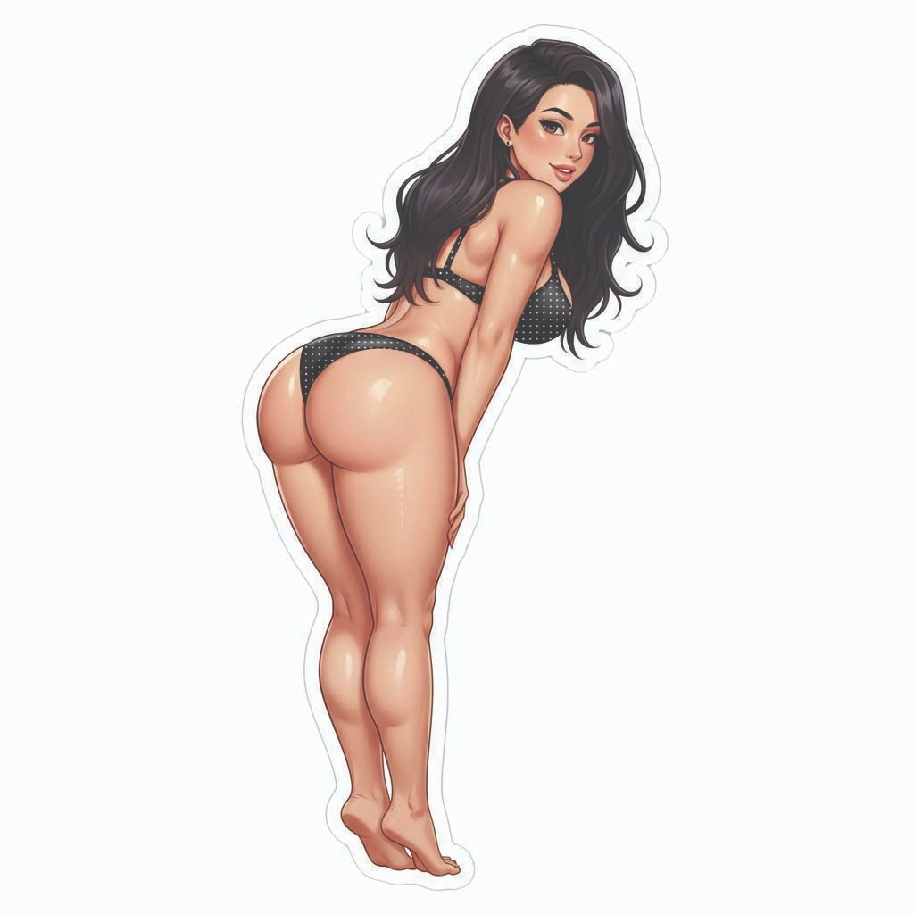 Pinup girl Anime sticker vinyl decal corset busty cheeky sexy seductive TT
