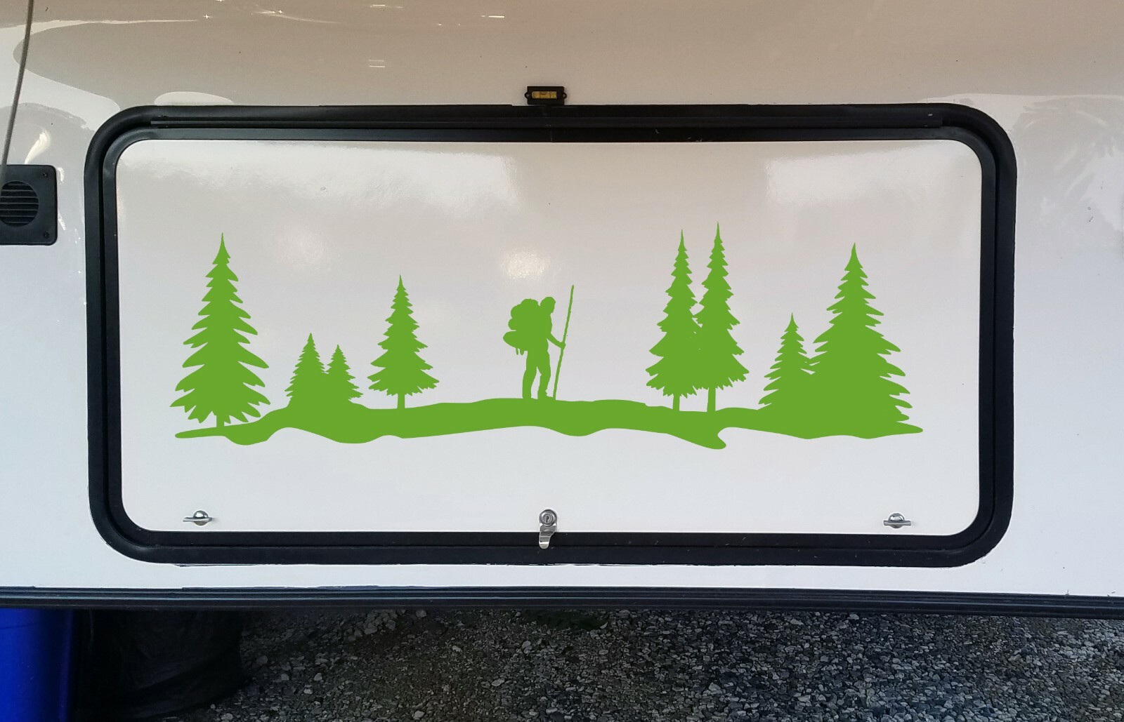 Hiker Vinyl Decal – Trees Trail Backpacking Forest – Die Cut Sticker Hiking AT