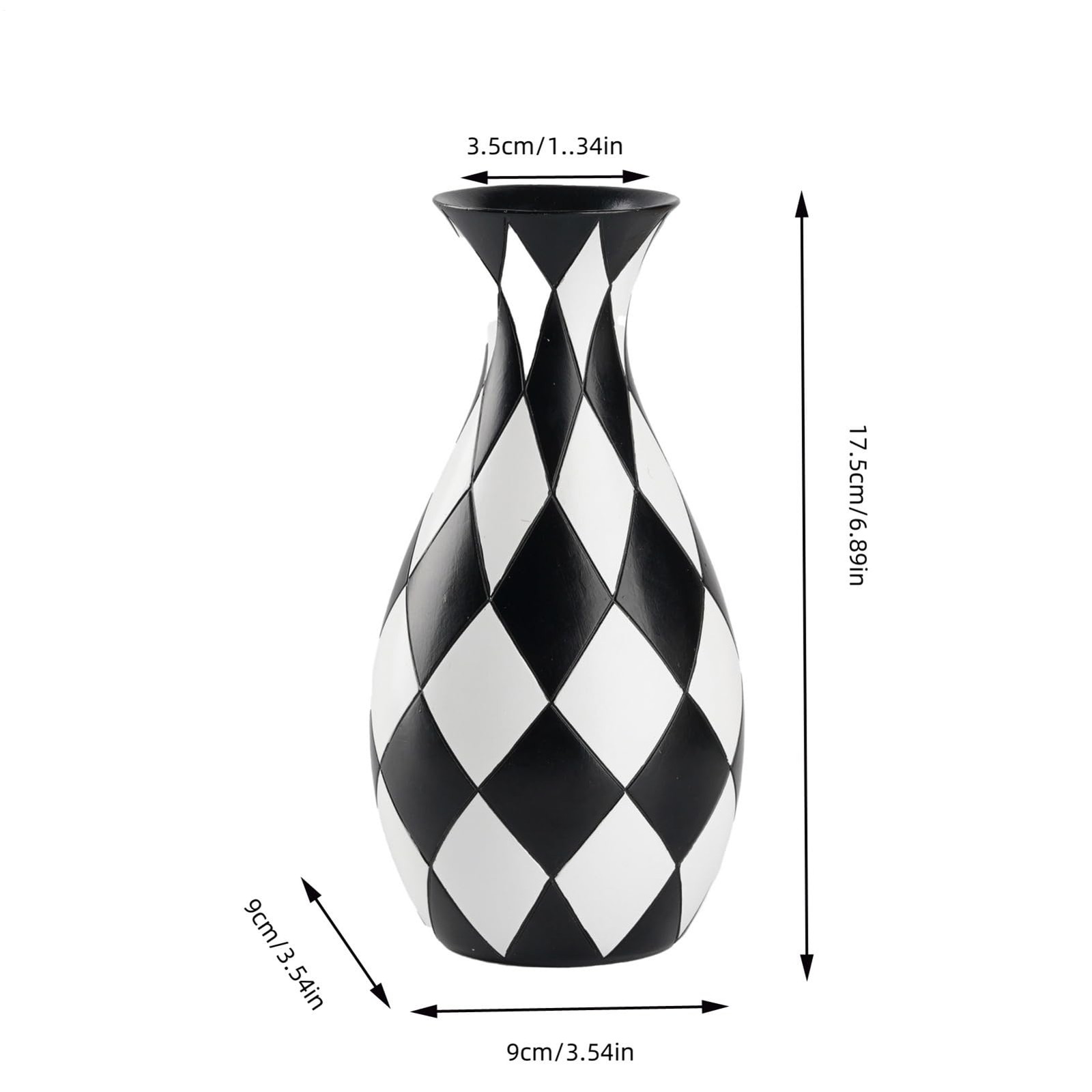 Modern Black and White Checkered Flower Vase – Stylish Decorative Vase | Table
