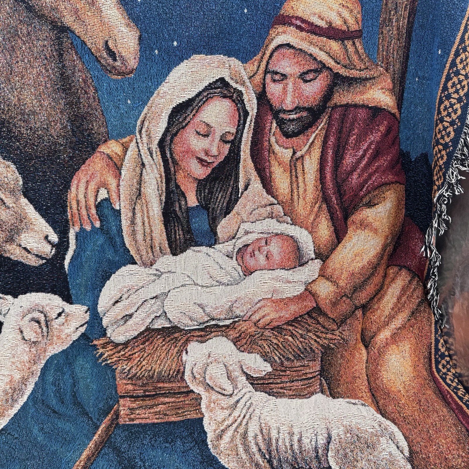 Christmas Tapestry Throw Blanket Nativity Scene Jesus 44 X 60 Fast Shipping