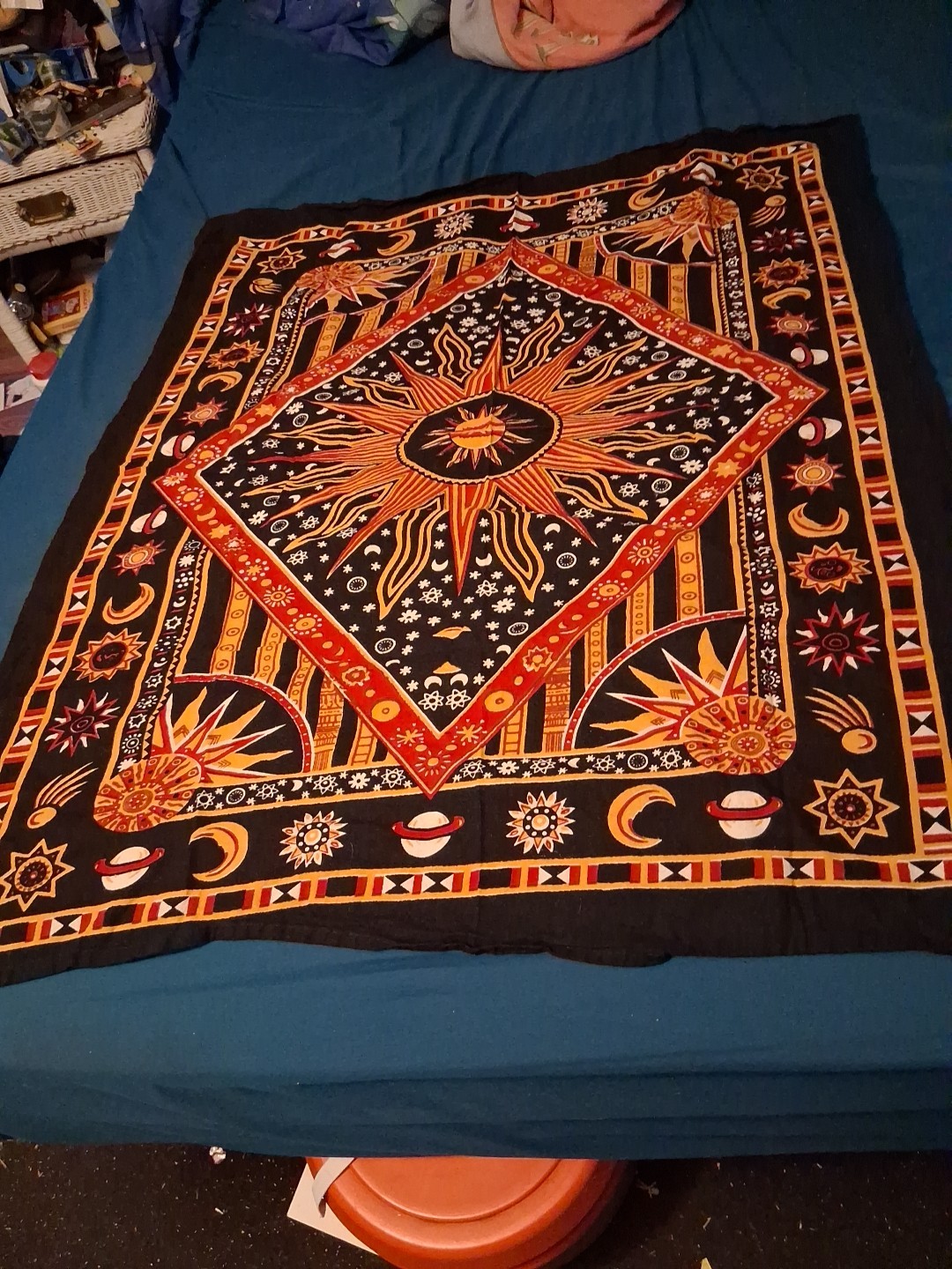 Celestial Sun Tapestry Psychedelic Wall Hanging Art Home Decor Artwork 38”x31”