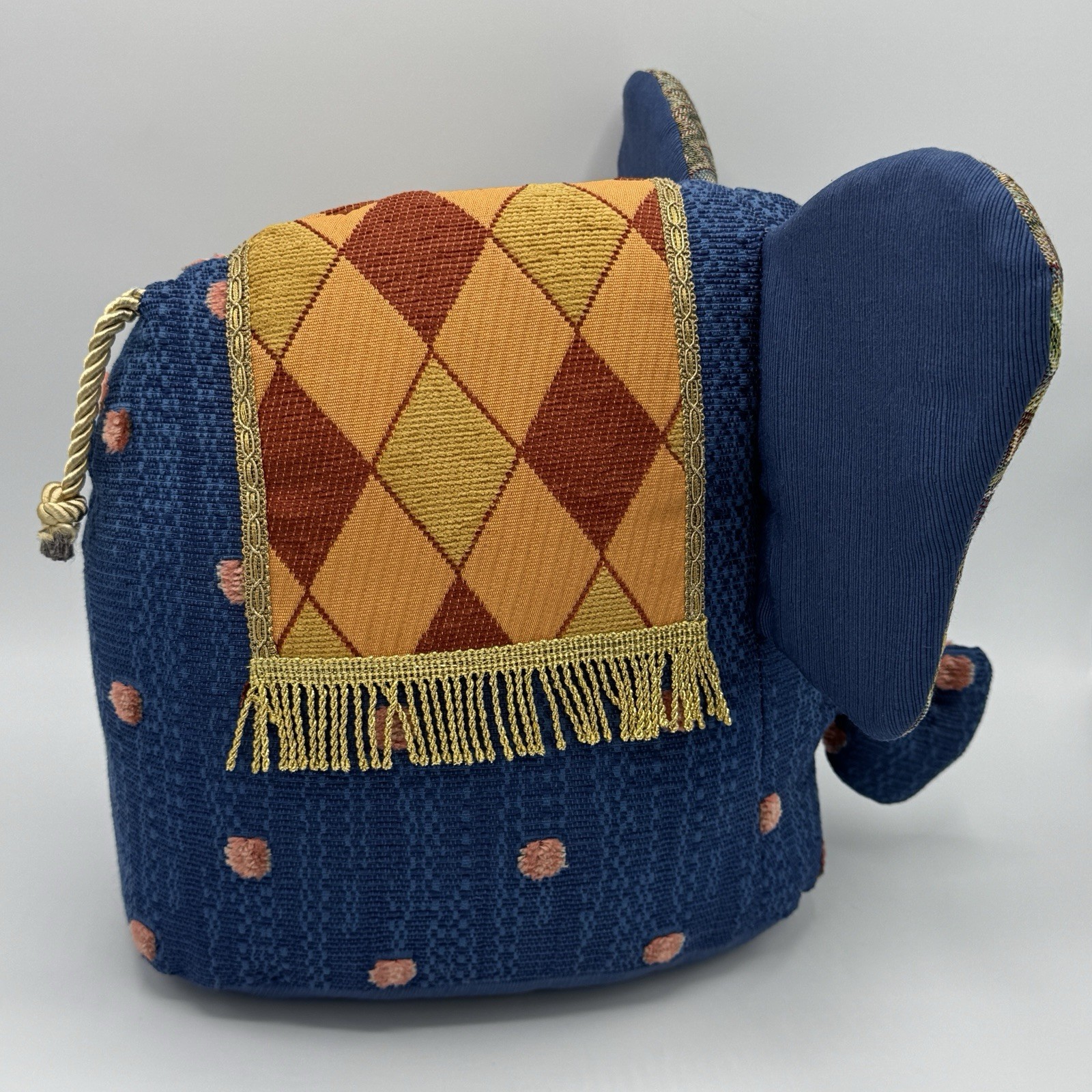 Uno Alla Volta Handmade Italy Elephant Weighted Door Stop Tapestry 12”