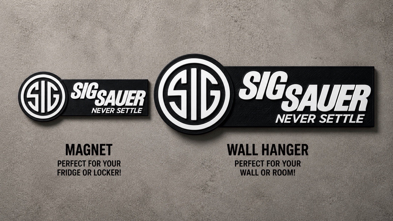 SIG SAUER Logo Magnet or Wall Hanger Sign 3D Printed Gun Room Decor