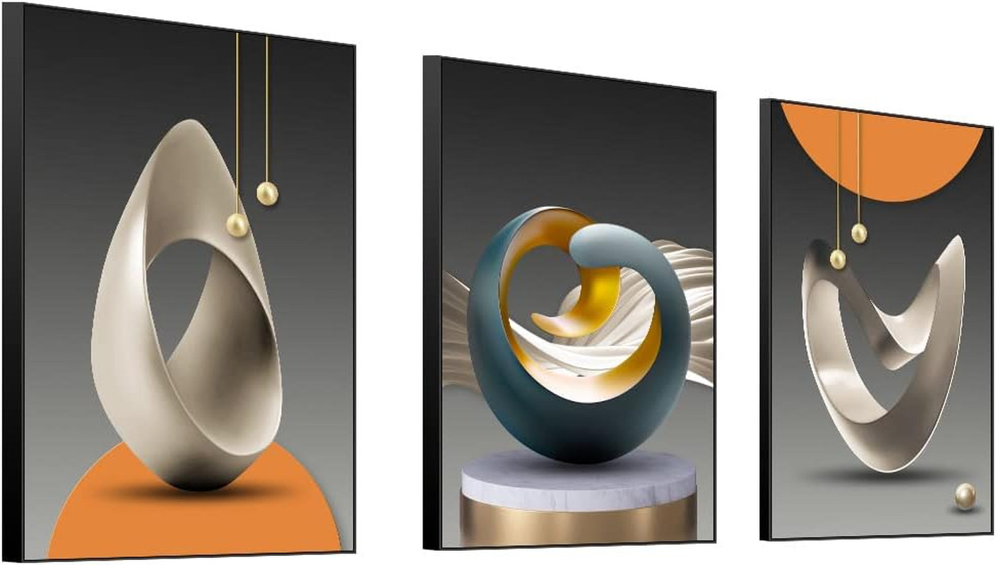 Large Framed Abstract Wall Art – Modern 3 Panel Decor for Living Room & Office