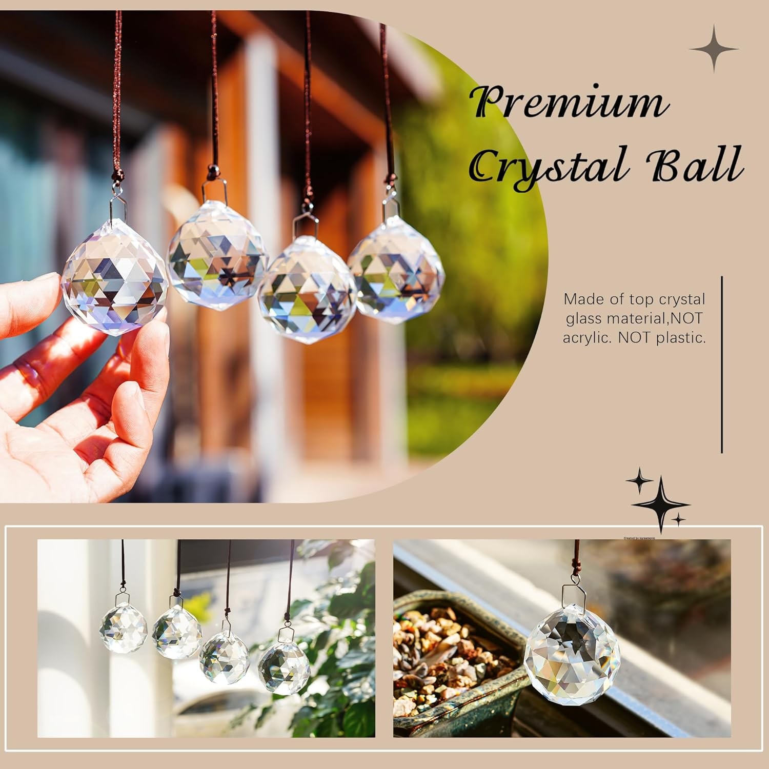 4 Pack 40MM Clear Crystal Prism Ball Suncatchers Rainbow Pendants Maker, Hanging