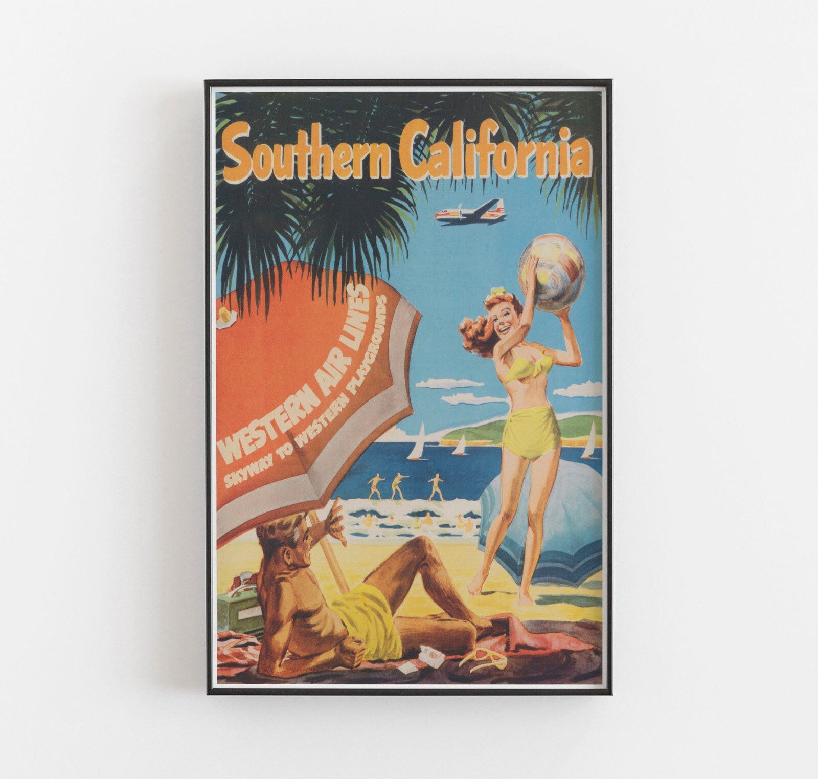 Southern California Rare Vintage Wall Art Retro Advertising Vintage Poster Print