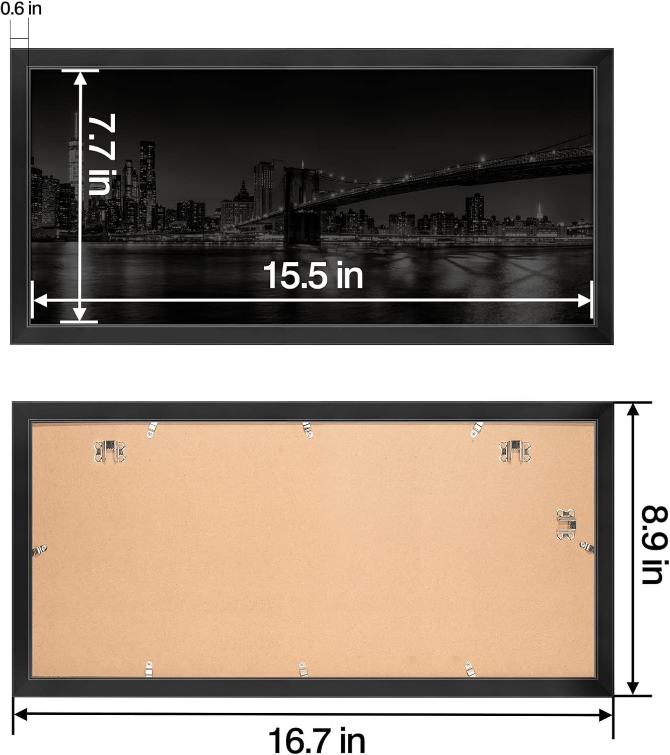 8X16 Picture Frame Black, Panoramic Picture Frame for Wall Decoration, Classic B