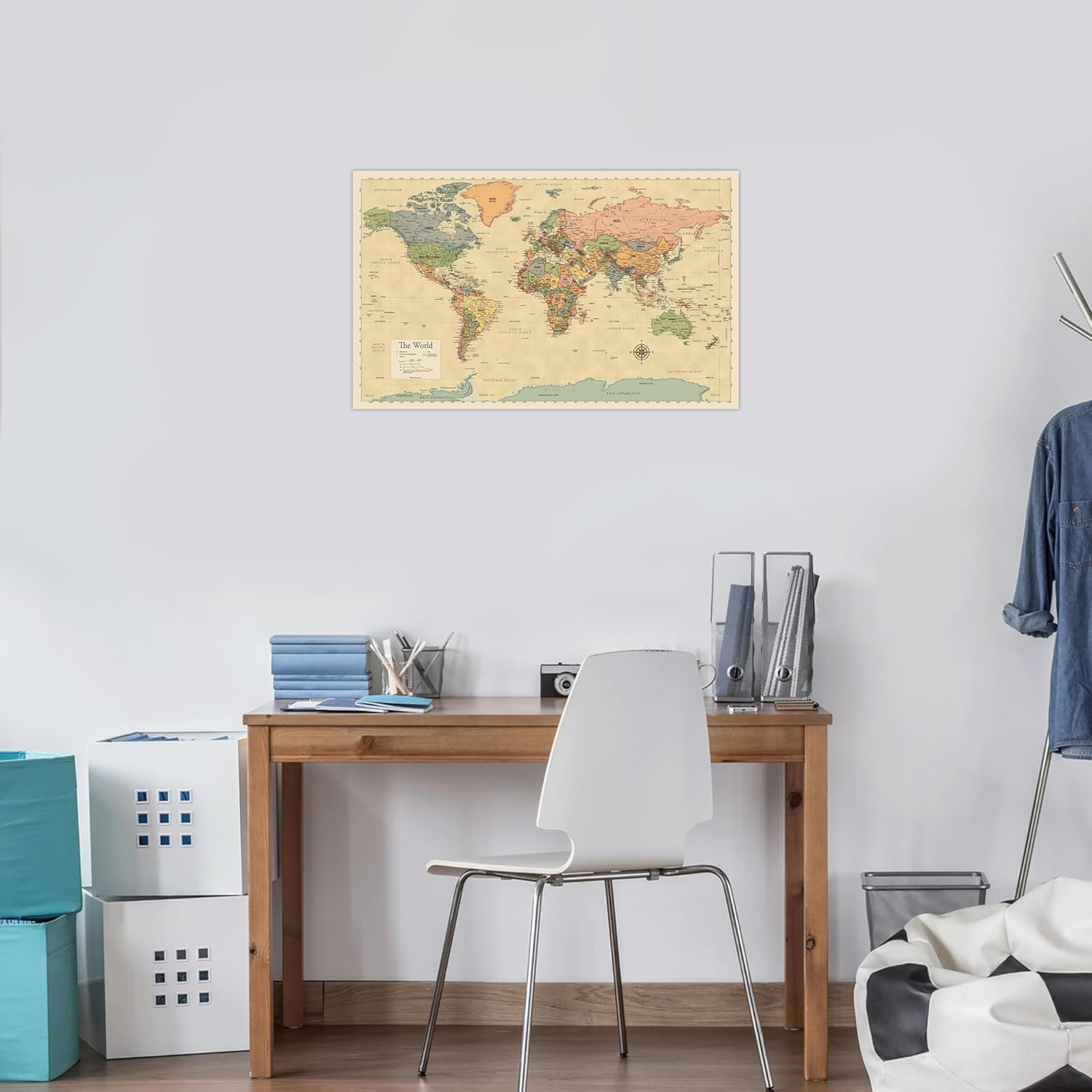 2 Pack – Laminated World Map & US Map Poster Set – Wall Chart Map of the World &