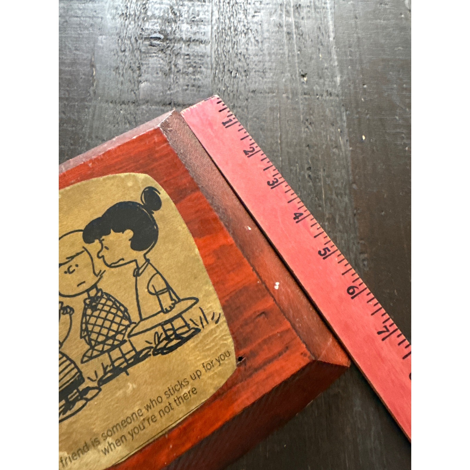 Vintage Peanuts Wood Wall Plaque Linus Lucy Sally Friendship Quote 7×7 Handmade