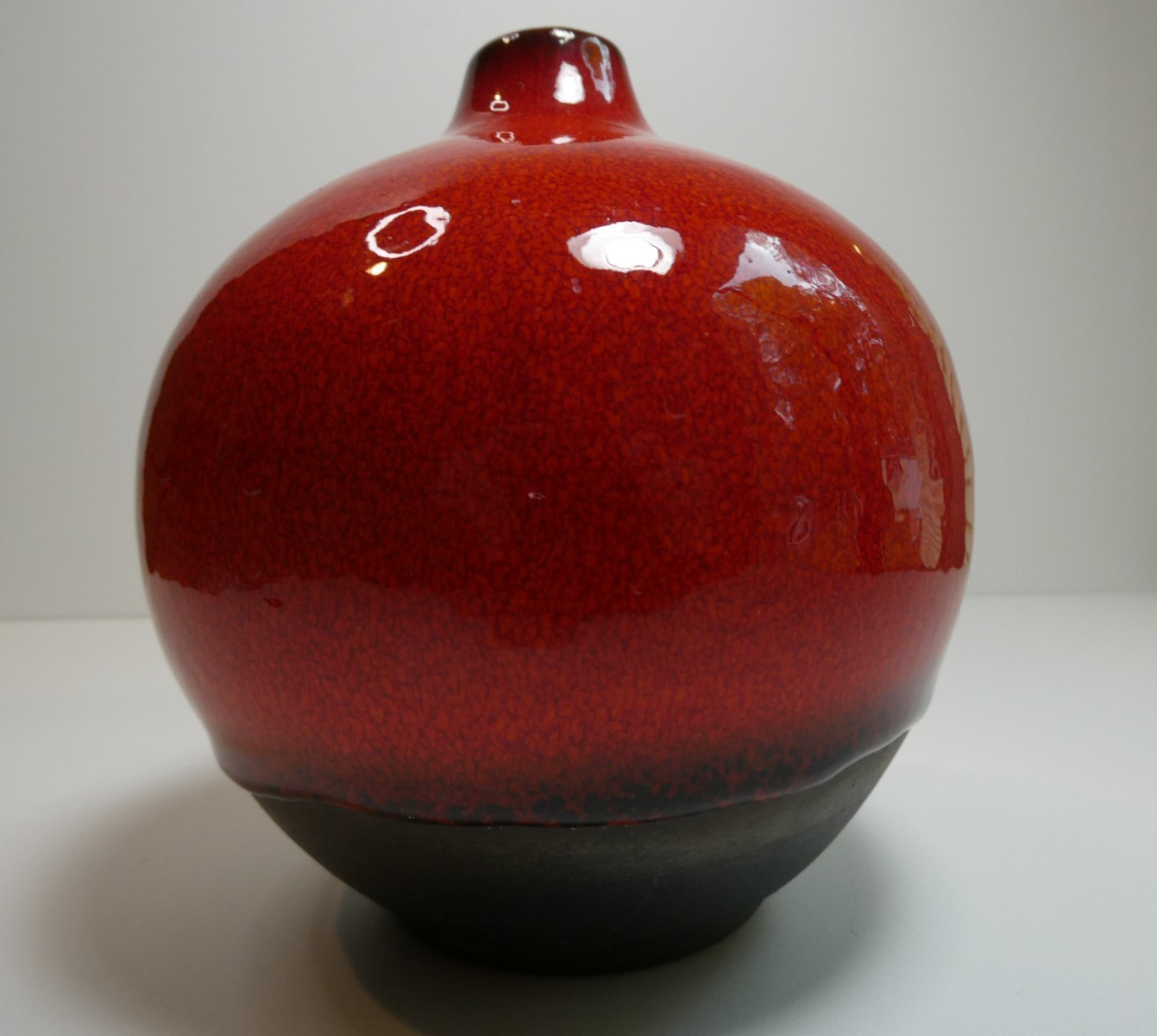 Crate & Barrel Red & Black ceramic vase combination glossy with matte finish
