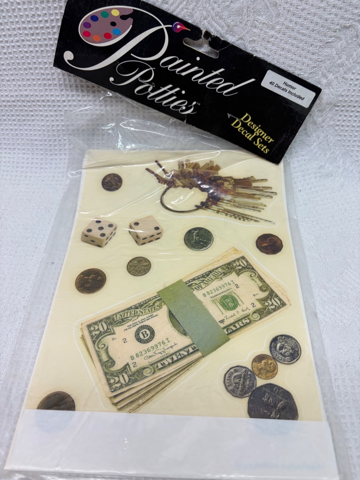 Painted Potties decal set dice, money and keys humor in the bathroom