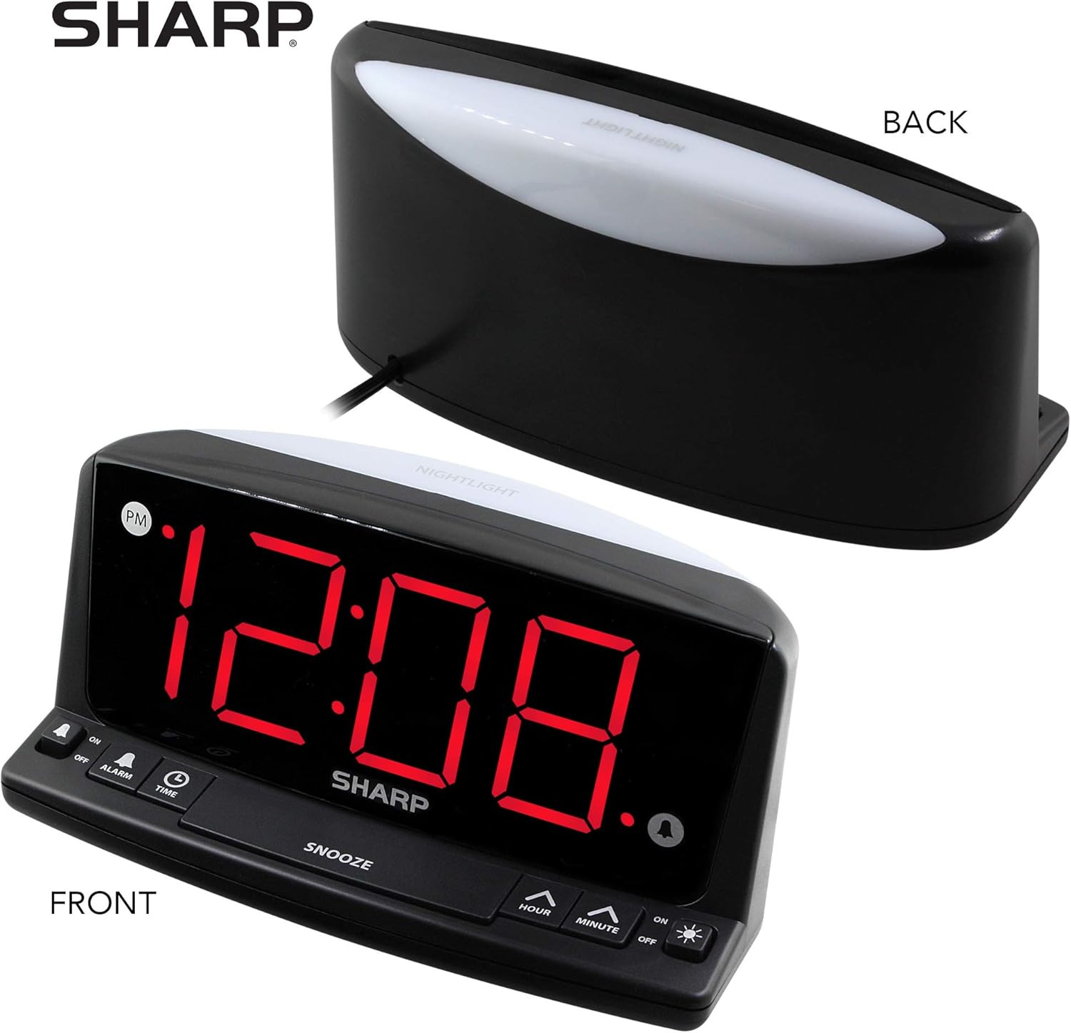 LED Digital Alarm Clock – Simple Operation – Easy to See Large Numbers, Built I