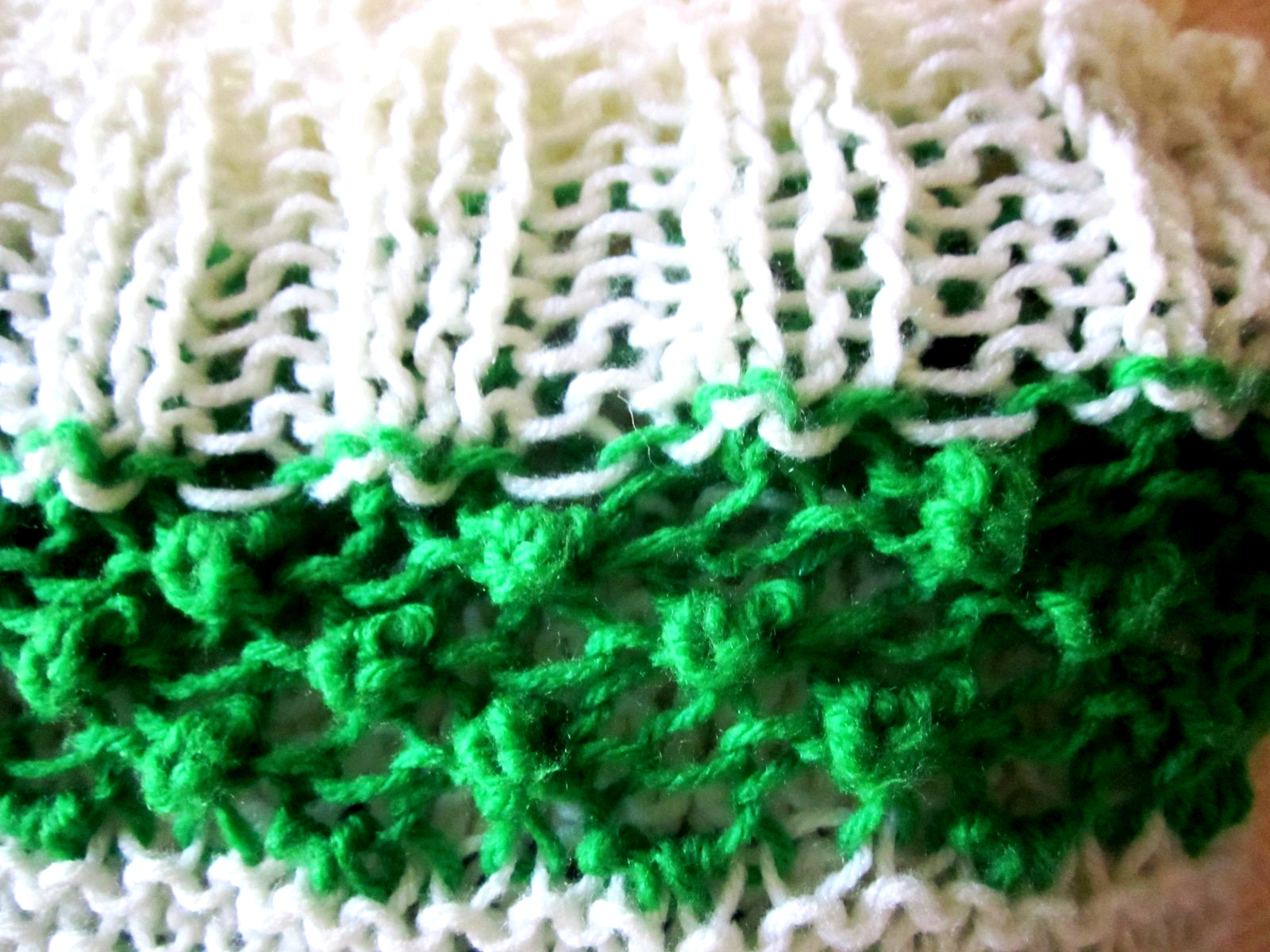 Hand Knit Pastel & White Striped Afghan/ Bed Blanket 116″ X 57″ Soft & Fluffy