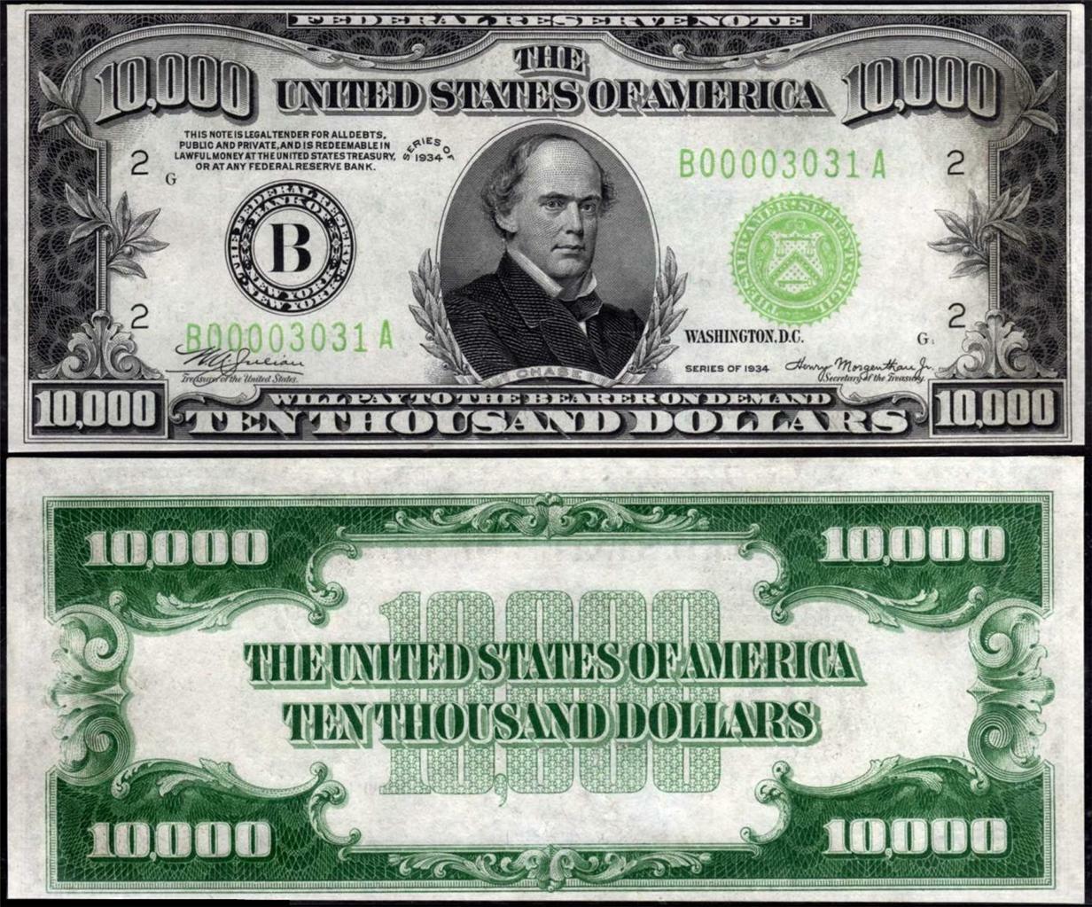 TEN THOUSAND DOLLAR BILL GLOSSY POSTER PICTURE PHOTO chase coins 10000 money 115