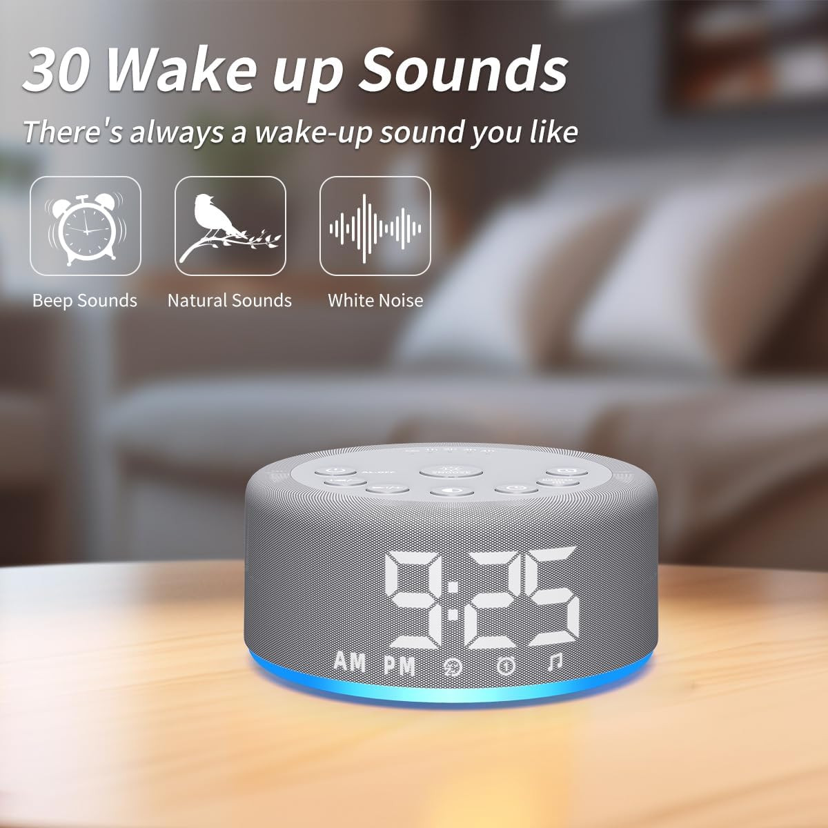 【3 in 1】 Sound Machine Alarm Clock Night Light White Noise Machine with 30 Sleep