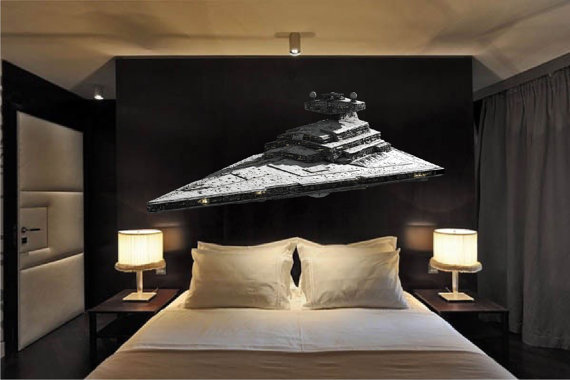 Star Fighter Destroyer Removable Wall Decal Mural for Nursery or Teens a85
