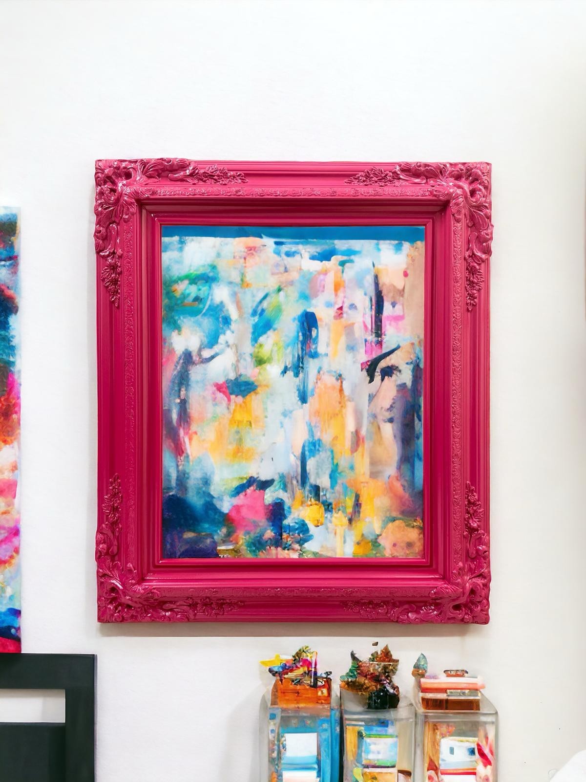 24 X 30 In Stock-Traditional compo XL ornate corners wood frame, HOT PINK