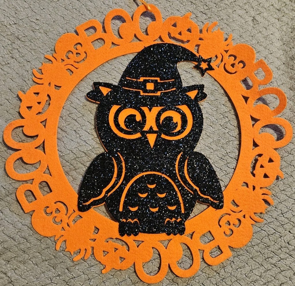 Owl Wall Decoration Round Orange 15 Inches